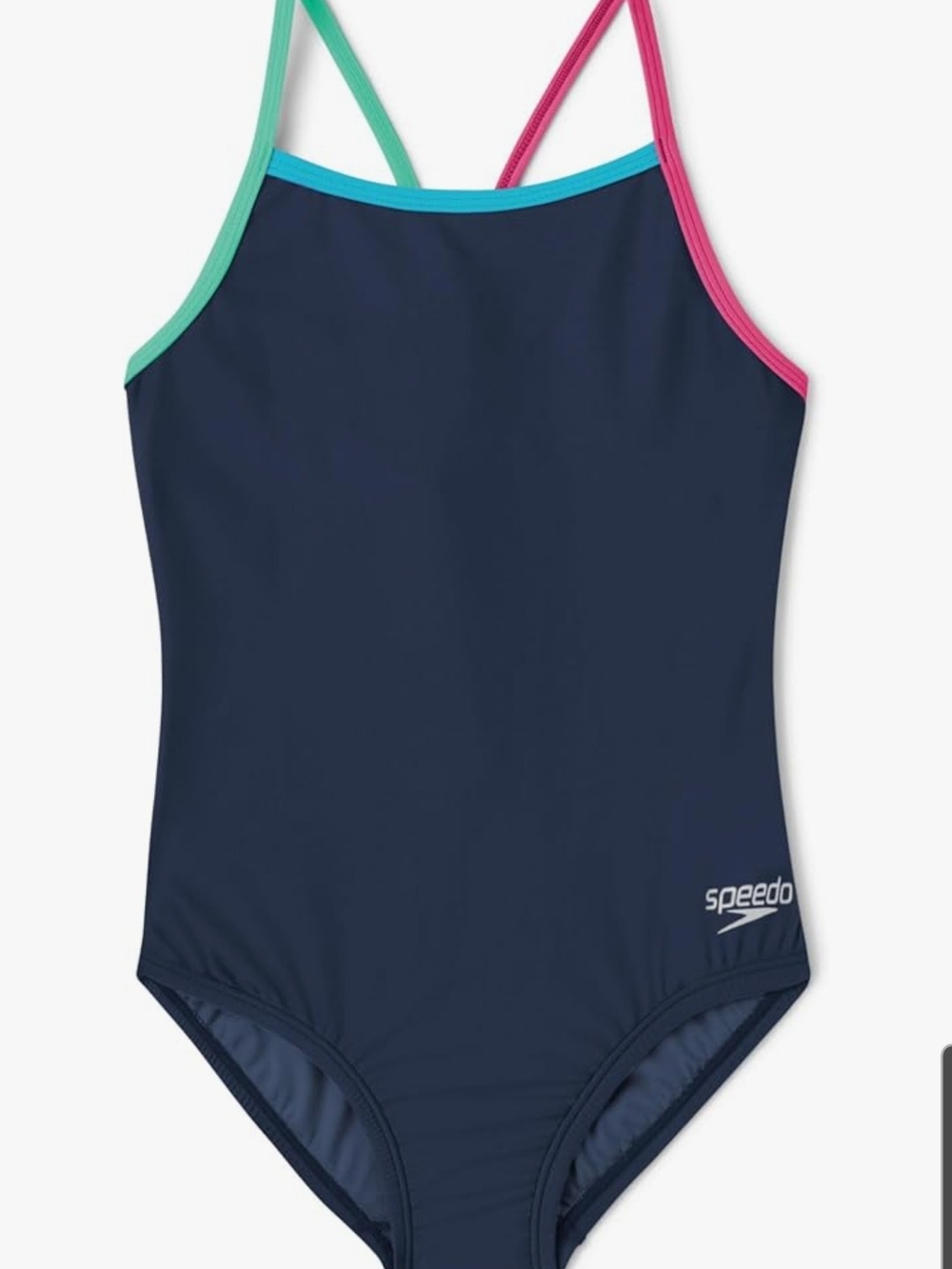 Speedo Navy One-Piece Swimsuit with Pink and Teal Trim